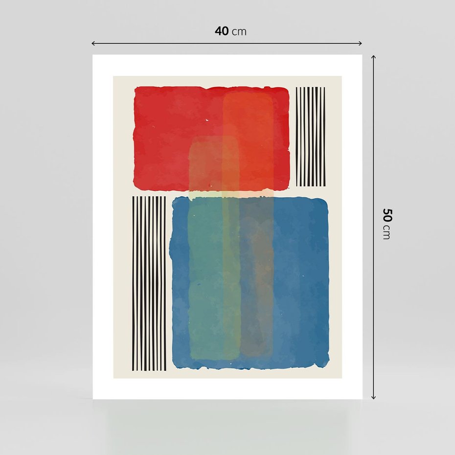 Plakat bez ramy 40x50 - Kolorowe Spektrum - kolorowa geometria, prostokąty w intensywnych kształtach i czarne kreski