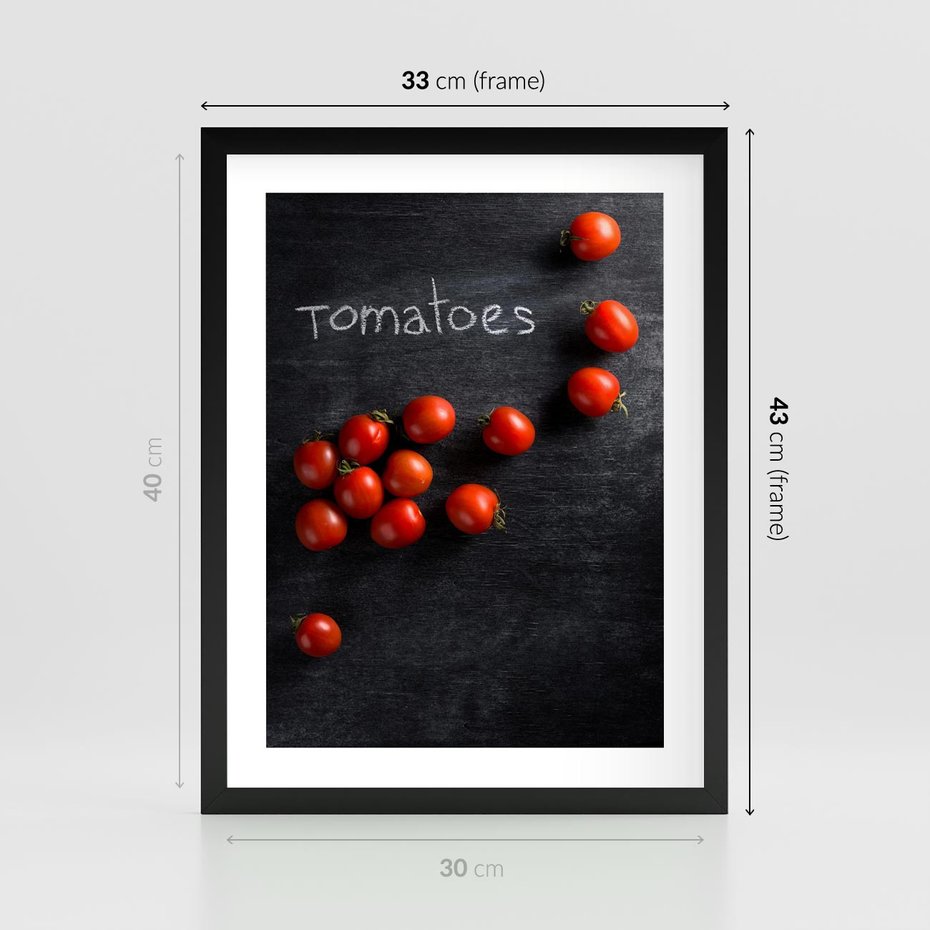 Plakat w ramie 30x40 - Świeżość Smaku - pomidory, kuchnia - rama czarna