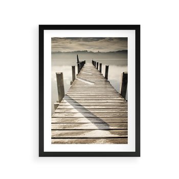 Plakat w ramie 30x40 - Idylliczny pomost nad jeziorem - pomost, jezioro - rama czarna