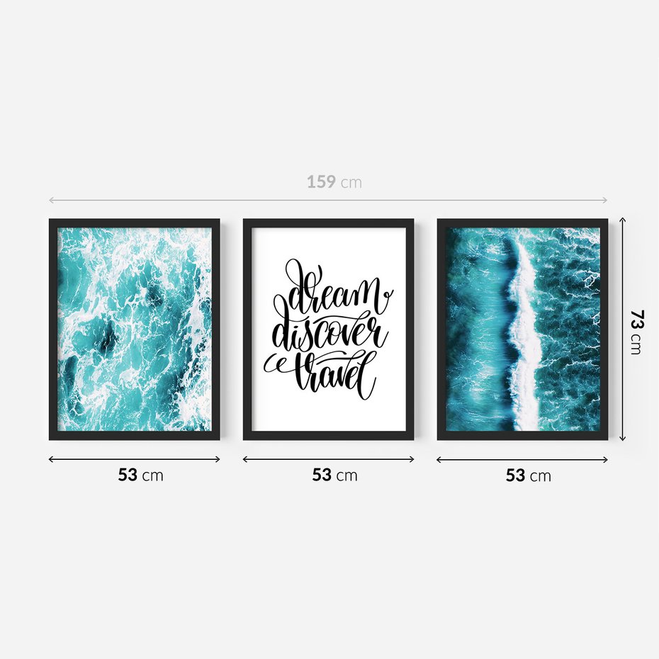 Zestaw obrazy w ramie 50x70 galeria - Podróż, cytat, motywacja - rama czarna