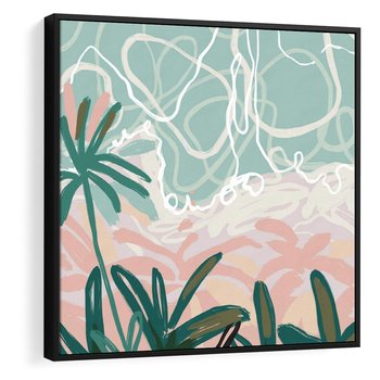 Obraz w ramie 50x50 - Rajski Stan - pastelowy krajobraz, nowoczesny plakat - rama czarna