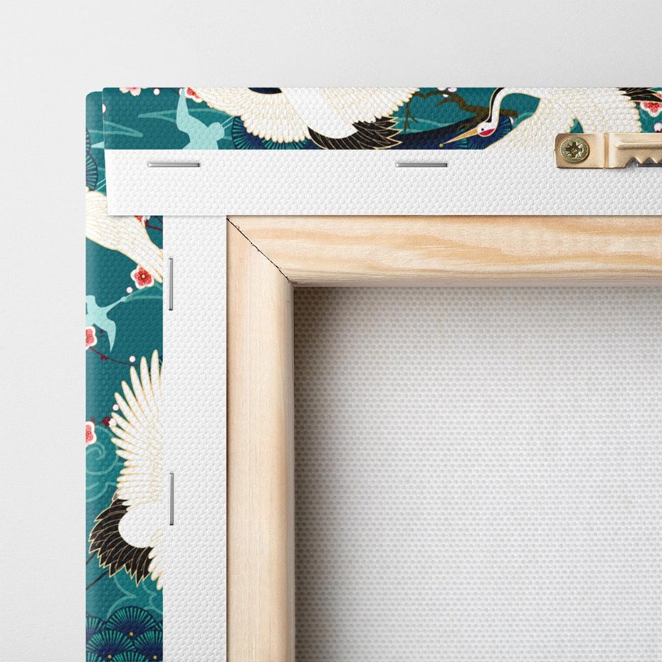 Obraz na płótnie 60x60 - Żurawie Wachlarze - orientalne japońskie żurawie, grafika