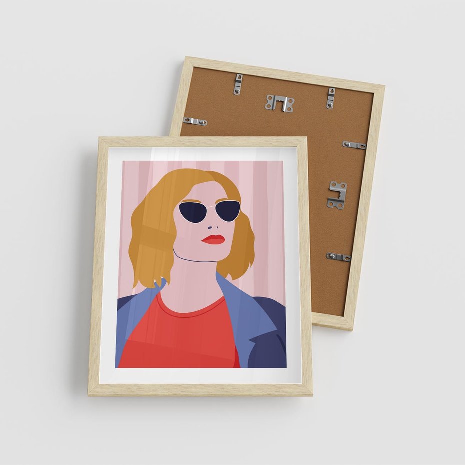 Plakat w ramie 40x50 - Kobieca Ekspresja - nowoczesny plakat, styl retro - rama drewno