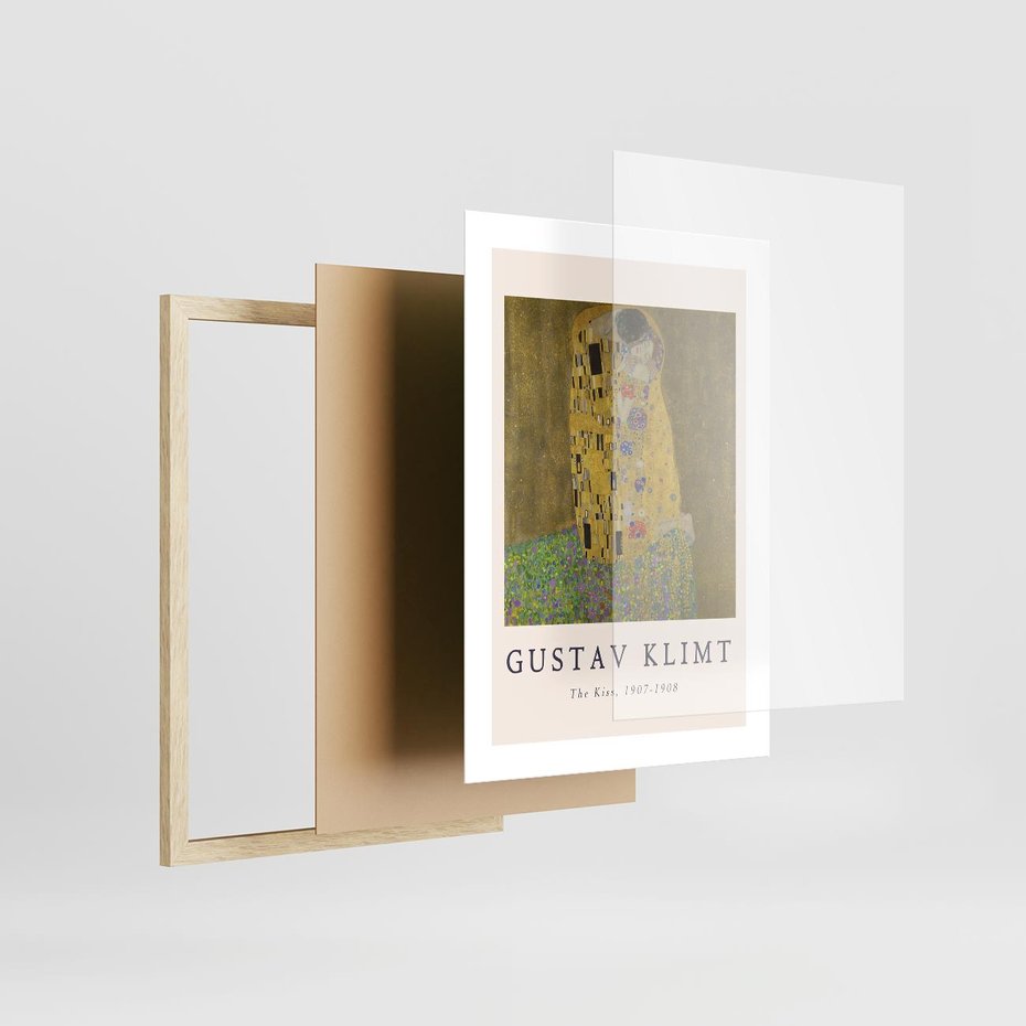 Plakat w ramie 30x40 - Sztuka Klimta - gustav klimt, pocałunek - rama drewno