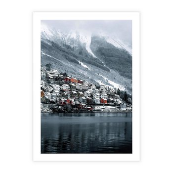 Plakat bez ramy 30x40 - Skandynawia na Wzgórzach - domki na wzgórzu, skandynawia