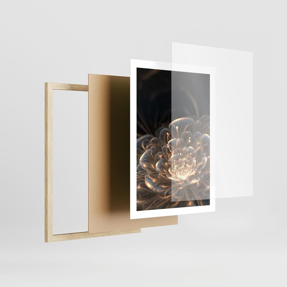 Plakat w ramie 50x70 - Nowoczesny Kwiat - kwiat, nowoczesny - rama drewno