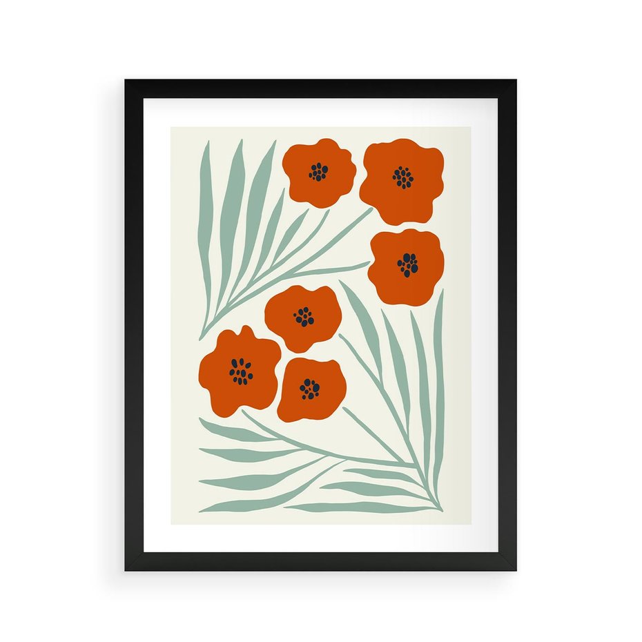 Plakat w ramie 40x50 - Makowe Odkrycie - czerwone kwiaty, maki - rama czarna