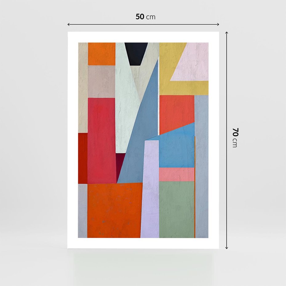 Plakat bez ramy 50x70 - Migotliwe Nastroje Kształtów - różne geometryczne formy, olejny obraz