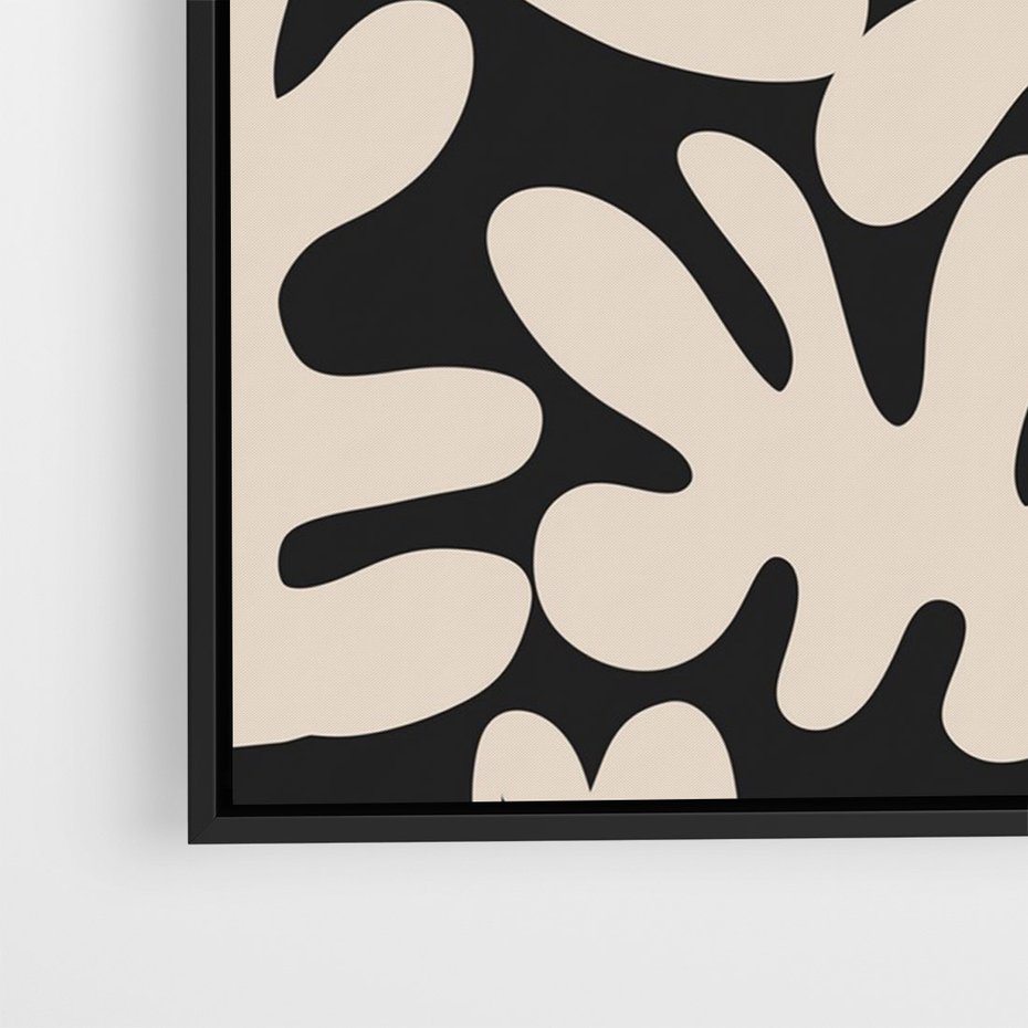 Obraz w ramie 50x70 - Księga Ukrytych Widoków - abstrakcyjne czarno białe formy, minimalizm - rama czarna