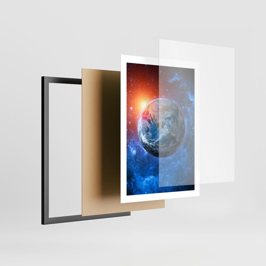 Plakat w ramie 50x70 - Planeta w nieskończoności - ziemia, kosmos - rama czarna