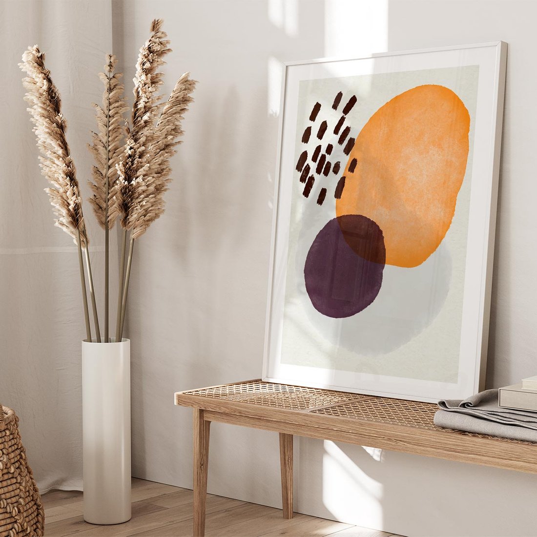 Plakat bez ramy 50x70 - Kolorowe Akwarelowe Przenikanie - geometryczne elementy, stonowane ziemiste kolory