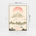 Obraz w ramie 80x120 - Przyroda Japonii - japońska akwarela, góry - rama drewno