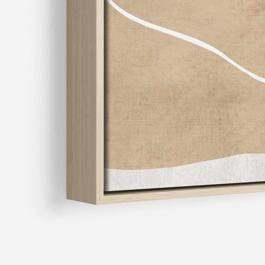 Obraz w ramie 50x50 - Beżowa Harmonia - abstrakcyjne, nieregularne plamy - rama drewno