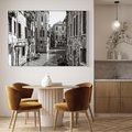 Obraz w ramie 120x80 - Weneckie Kanały - czarno białe zdjęcie, wenecja - rama biała