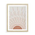 Plakat w ramie 50x70 - Słońce w Stylu Boho - słońce, grafika boho - rama drewno