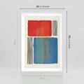 Plakat w ramie 50x70 - Kolorowe Spektrum - kolorowa geometria, prostokąty w intensywnych kształtach i czarne kreski - rama biała
