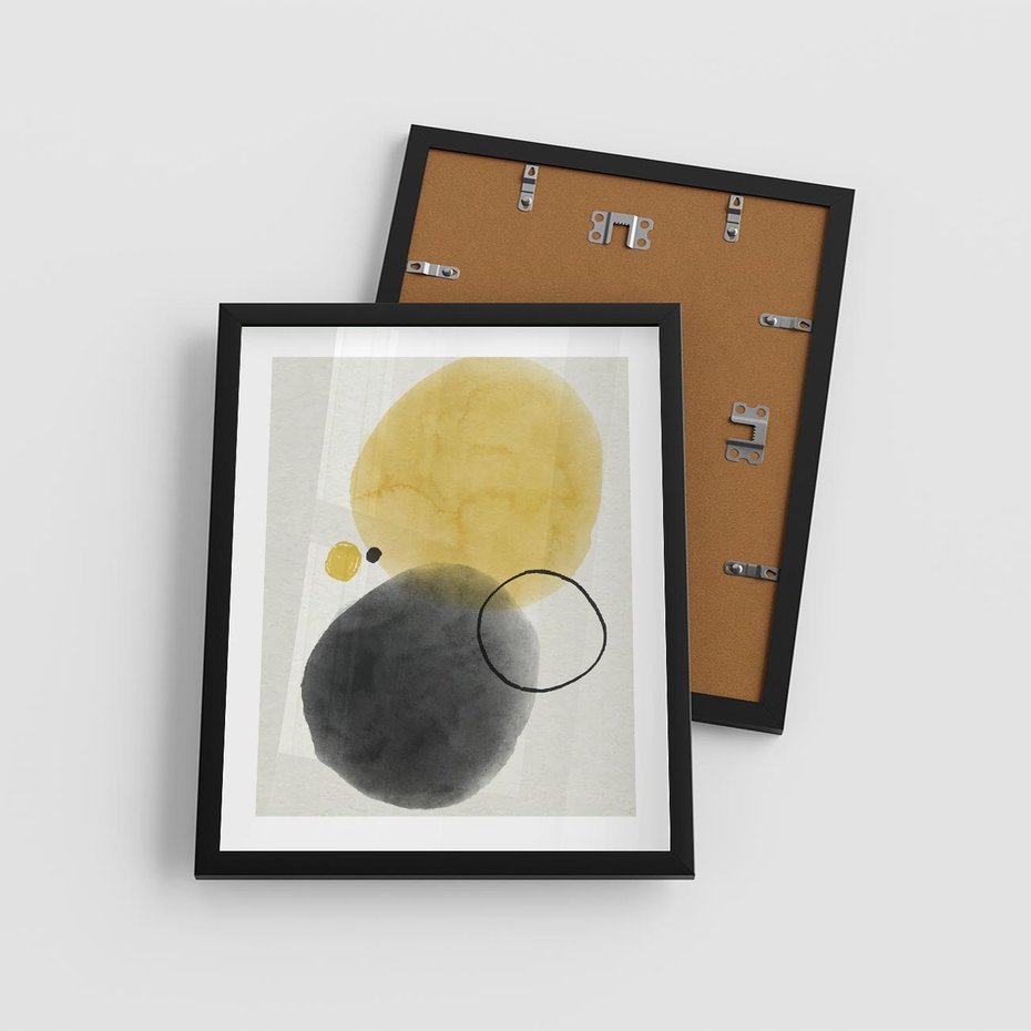 Plakat w ramie 40x50 - Pastelowa Harmonia - abstrakcja, akwarelowe plamy - rama czarna