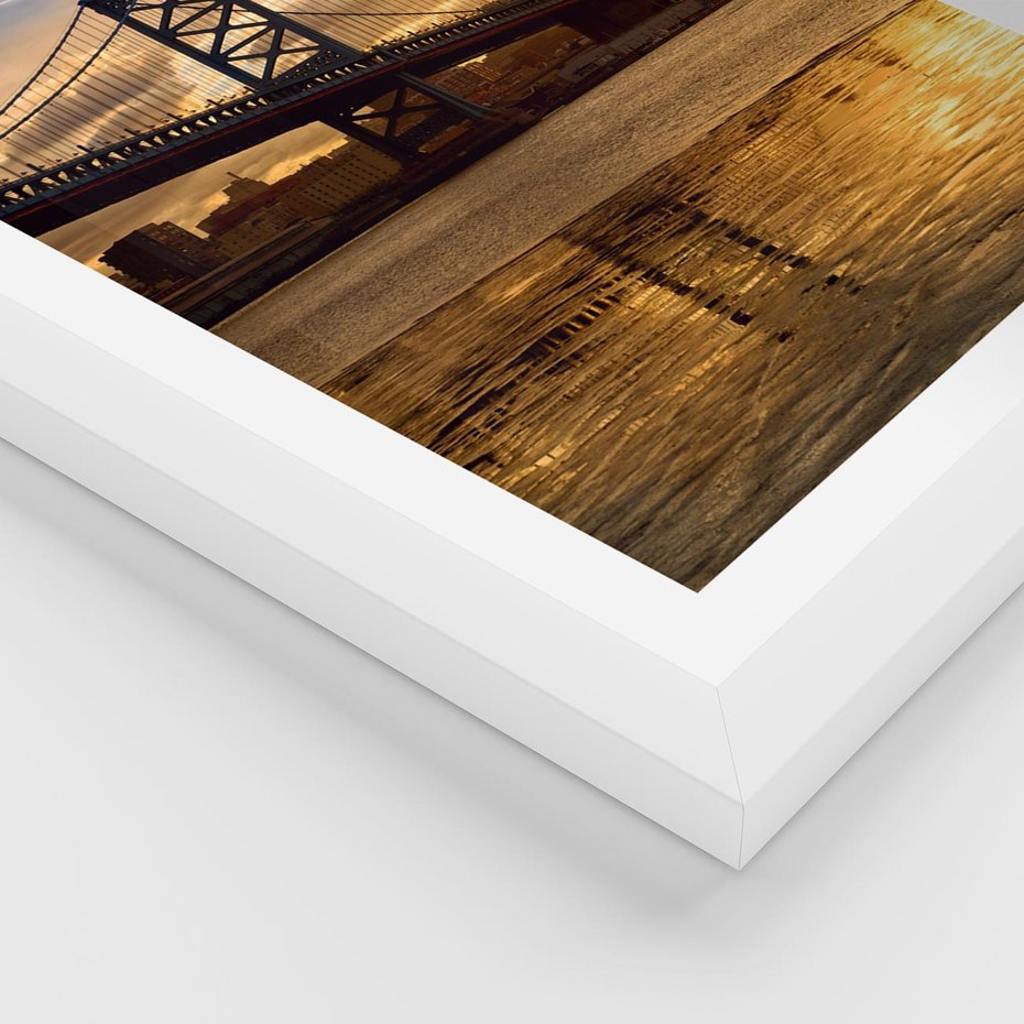 Plakat w ramie 40x50 - Most w mieście - most, miasto - rama biała