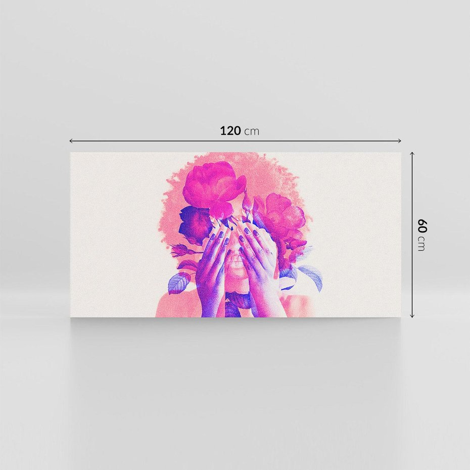 Obraz na płótnie 120x60 - Kwiaty we Włosach - różowa postać, grafika