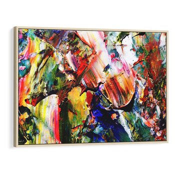 Obraz w ramie 70x50 - Szalejące ognie kolorów - abstrakcja, farby olejne - rama drewno