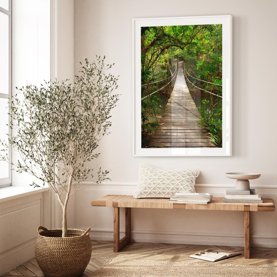 Plakat bez ramy 21x30 - Przez Dżunglę - most, linowy