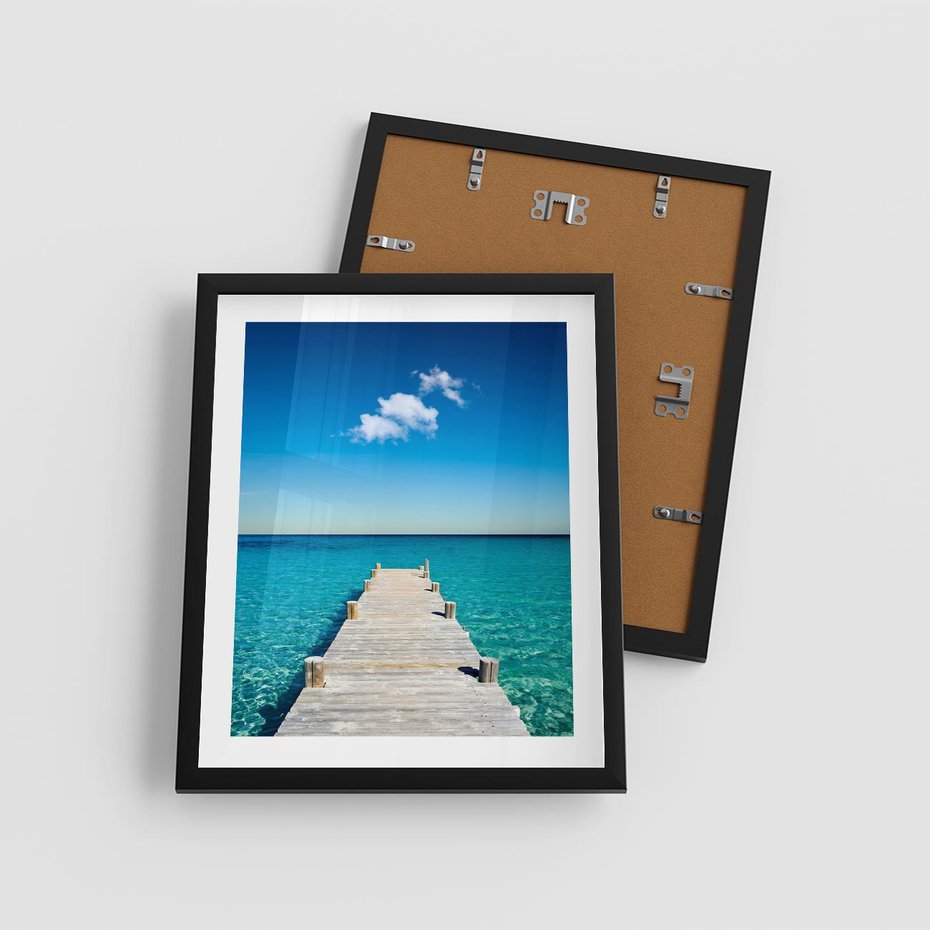 Plakat w ramie 40x50 - Letnie Morskie Uczucie - morze, pomost - rama czarna