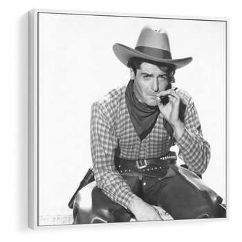 Obraz w ramie 80x80 - Dziki Zachód - retro zdjęcie, czarno białe - rama biała