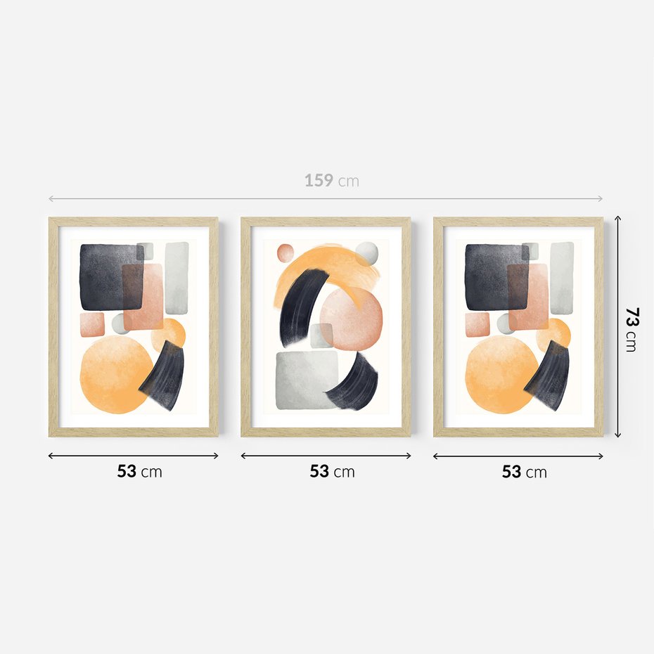 Zestaw obrazy w ramie 50x70 galeria - Abstrakcja, skandynawski, styl - rama drewno