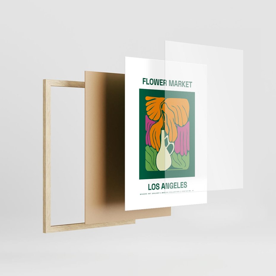 Plakat w ramie 30x40 - Przenikające Kontury - minimalizm, plakat - rama drewno