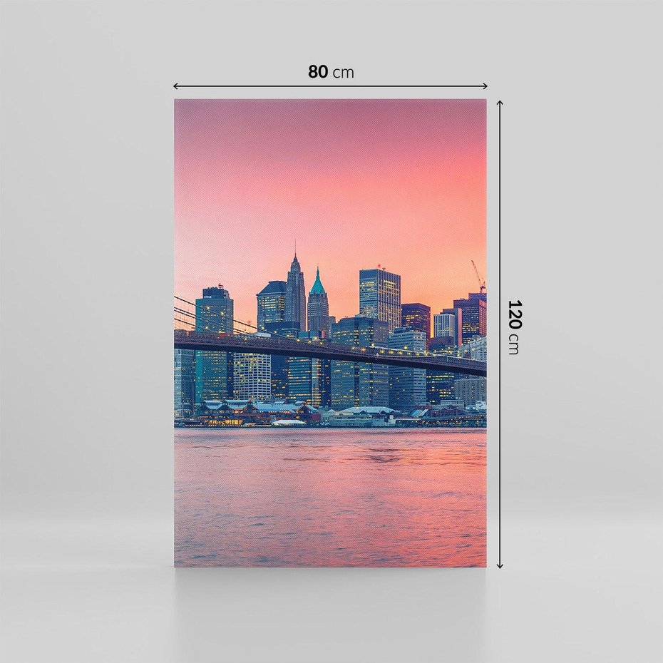 Obraz na płótnie 80x120 - Zachód słońca na moście w Nowym Jorku - zachód, słońca