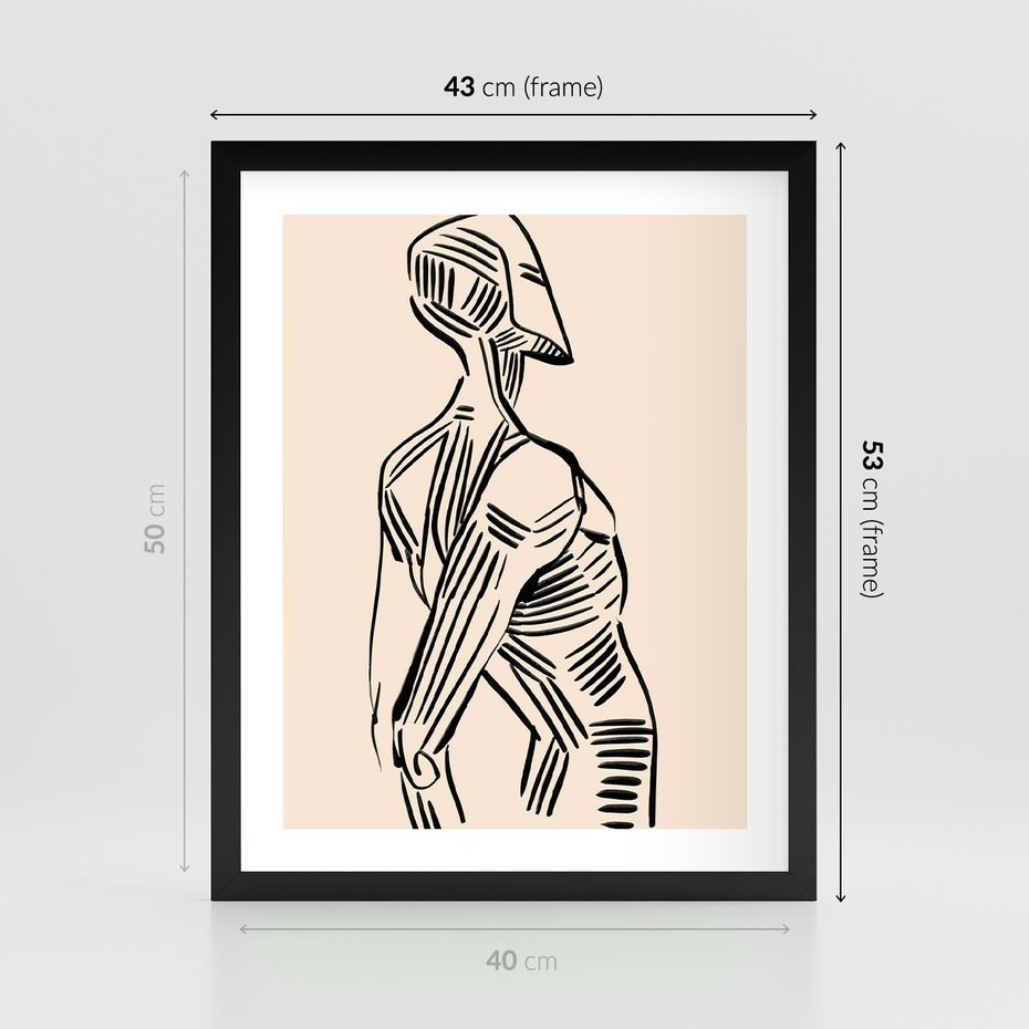 Plakat w ramie 40x50 - Eksploracja Wizualna - szkic, czarno biały - rama czarna