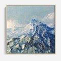Obraz w ramie 80x80 - Majestat Błękitnych Szczytów - olejny obraz, górski pejzaż - rama drewno
