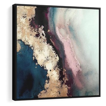 Obraz w ramie 50x50 - Elegancki Impuls - abstrakcyjne plamy, rozlana farba - rama czarna