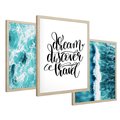 Zestaw obrazy w ramie 50x70 galeria - Podróż, cytat, motywacja - rama drewno