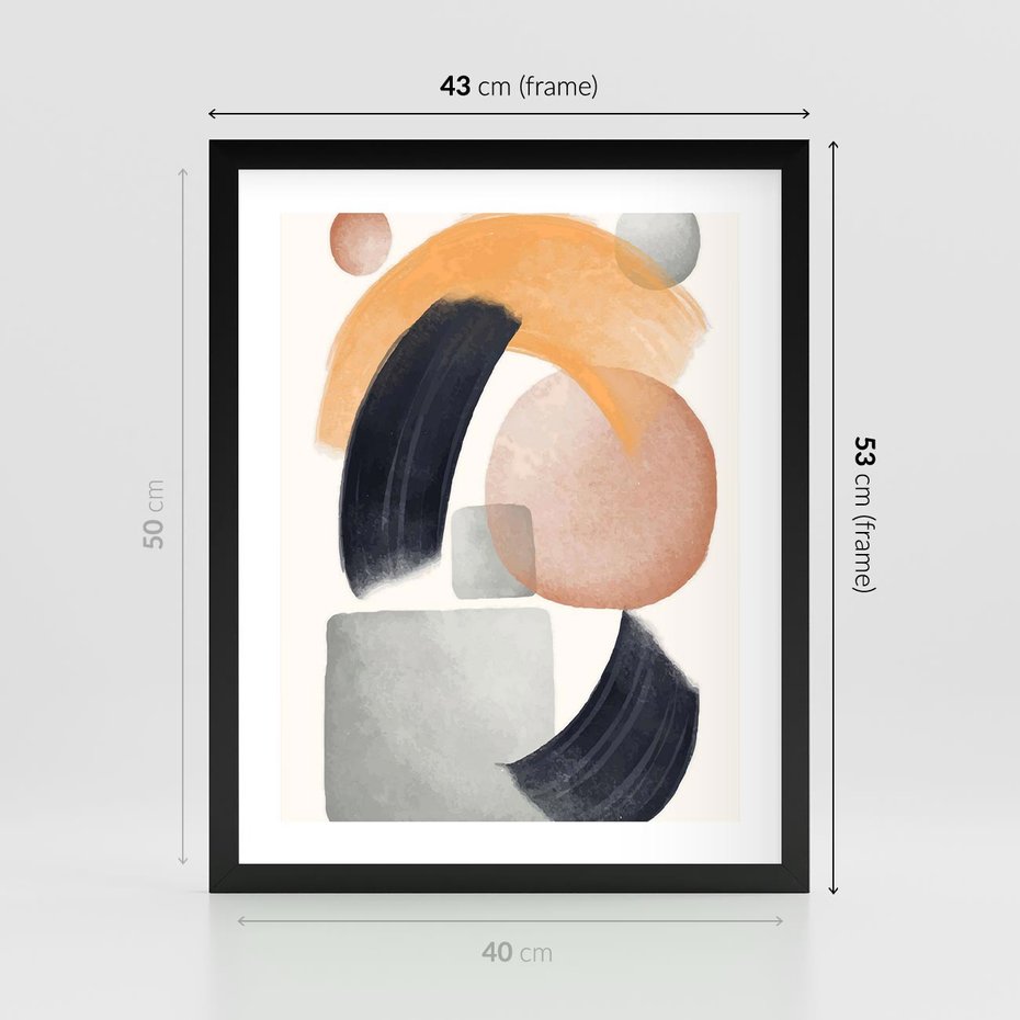 Plakat w ramie 40x50 - Graficzna Kreatywność - abstrakcyjna grafika, plamy - rama czarna