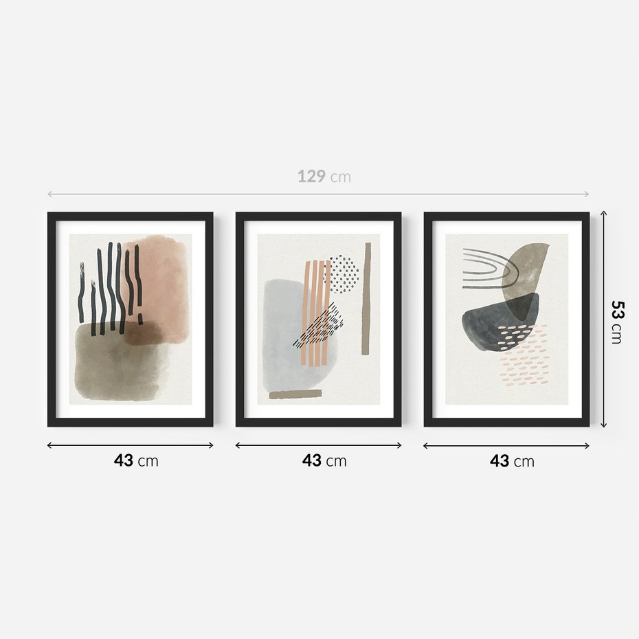 Zestaw obrazy w ramie 40x50 galeria - Abstrakcyjna, akwarela, nowoczesna - rama czarna