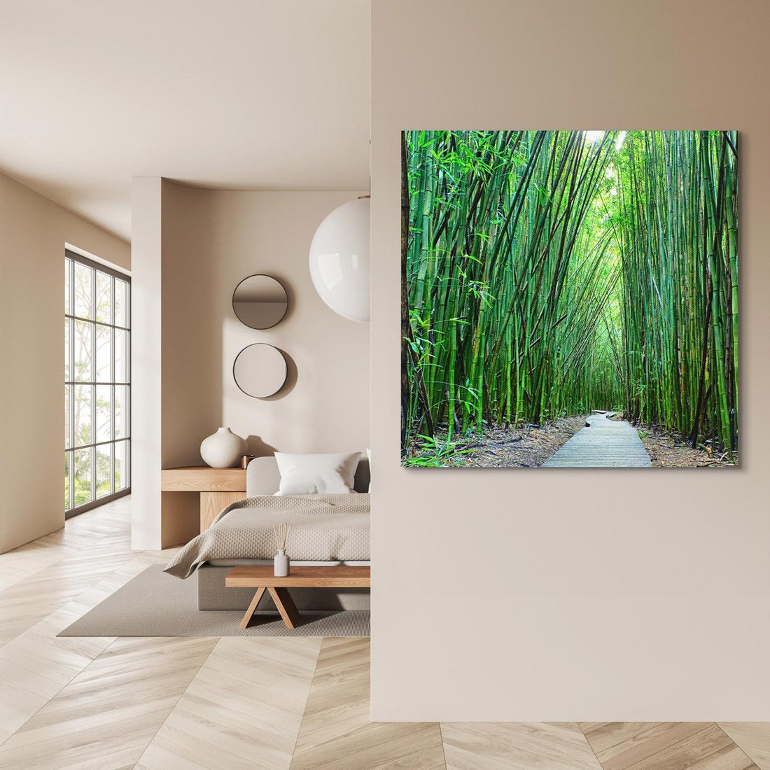 Obraz na płótnie 70x70 - Spacer wśród lasu - ścieżka, las