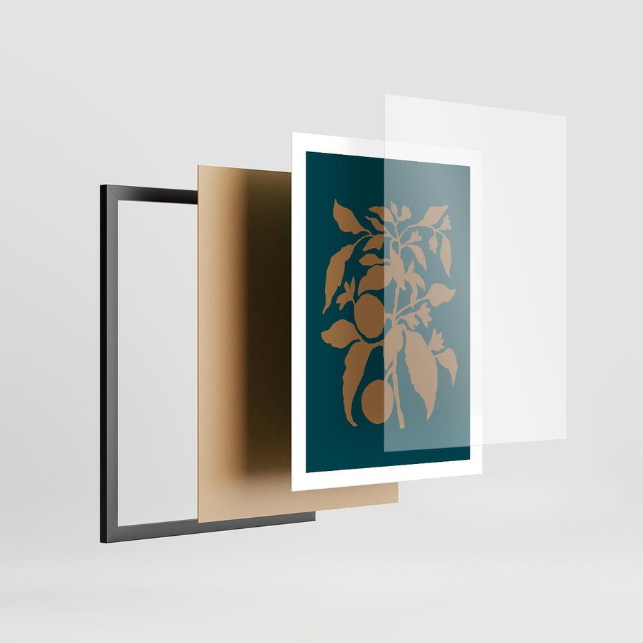 Plakat w ramie 50x70 - Boho Ekspresja Emocji - abstrakcyjna boho grafika, ciemne zielone tłó - rama czarna