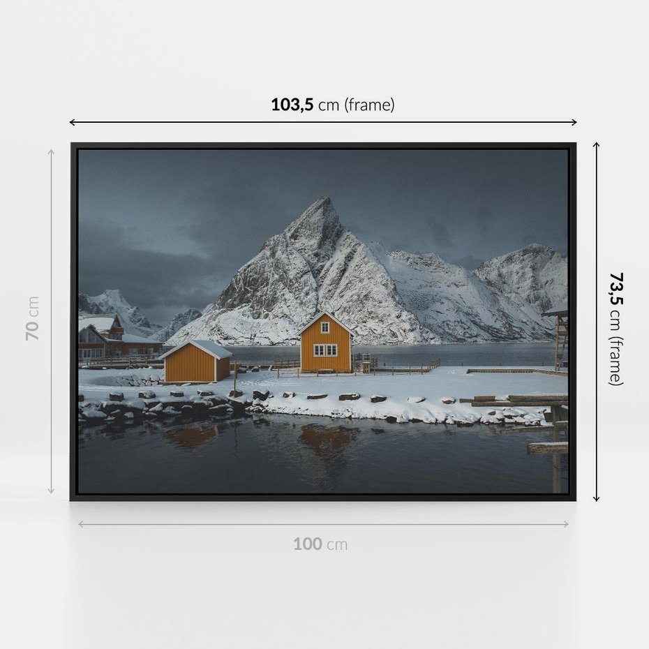 Obraz w ramie 100x70 - Minimalizm i Urok Natury - skandynawskie, domki - rama czarna