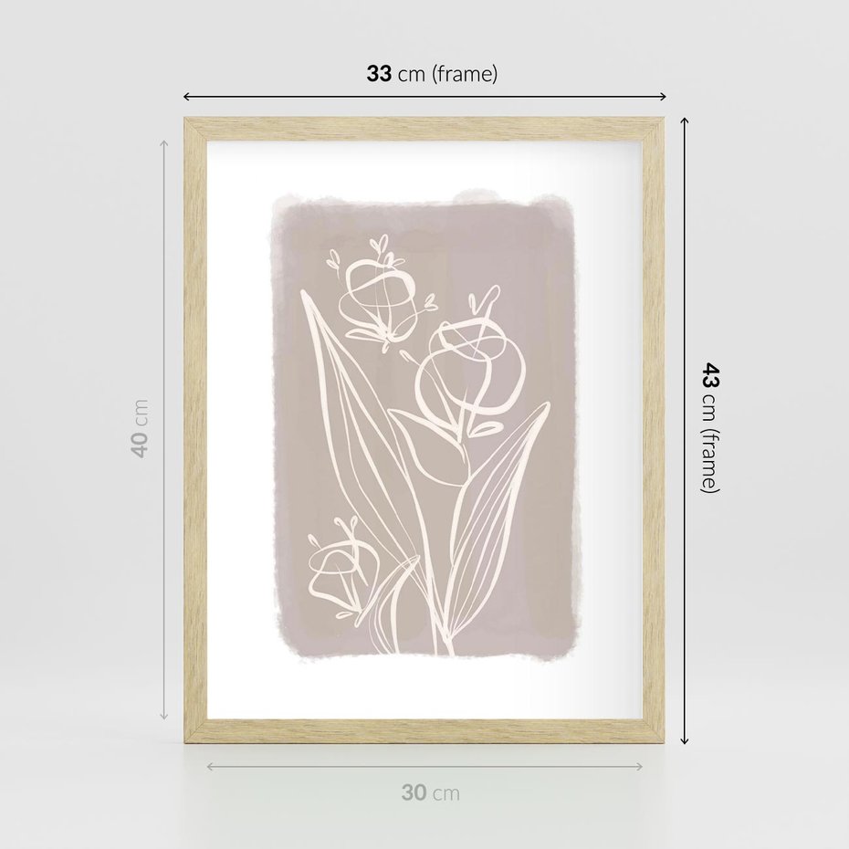 Plakat w ramie 30x40 - Pastelowe Nastroje - nowoczesny subtelny plakat, beżowy - rama drewno