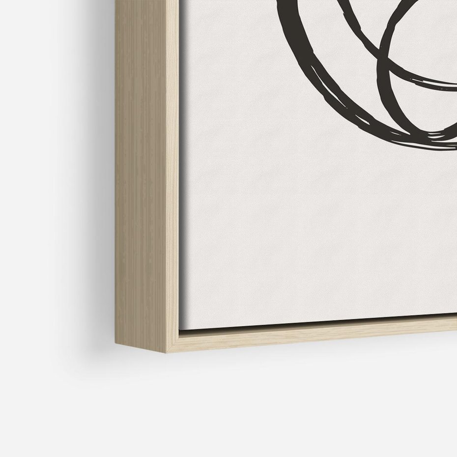 Obraz w ramie 50x50 - Migotliwa Kreatywność - abstrakcyjne szkicowane linie, minimalizm - rama drewno
