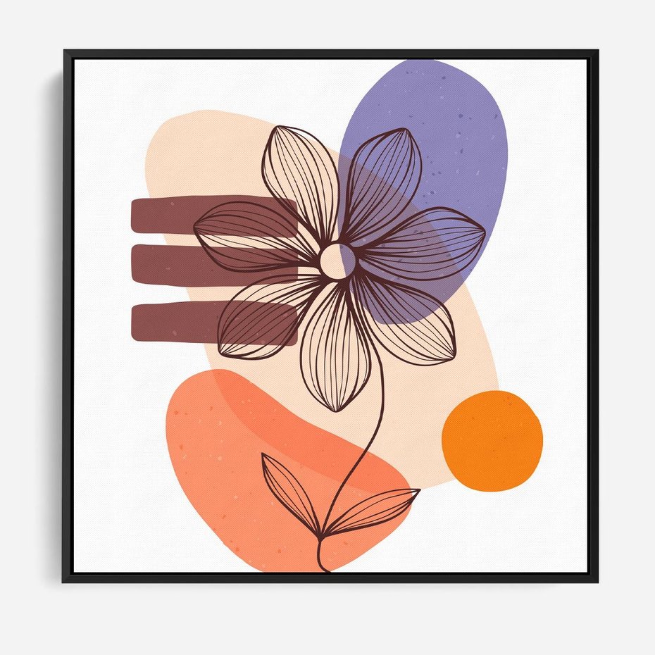 Obraz w ramie 50x50 - Migocące Odbicia Kwiatów - abstrakcyjna sztuka, plamy - rama czarna