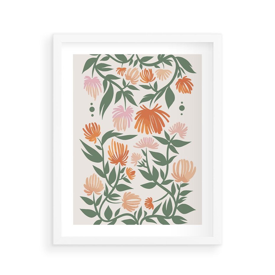 Plakat w ramie 40x50 - Kwiatowe Odbicia - kwiaty polne, plakat - rama biała