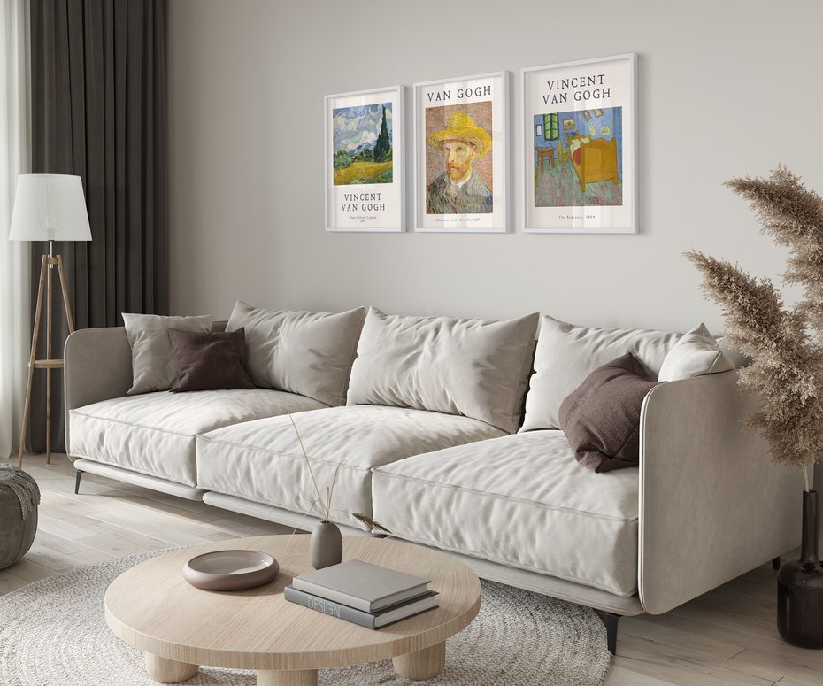 Zestaw obrazy w ramie 50x70 galeria - Van, Goghh, sztuka, obrazy, reprodukcje - rama biała