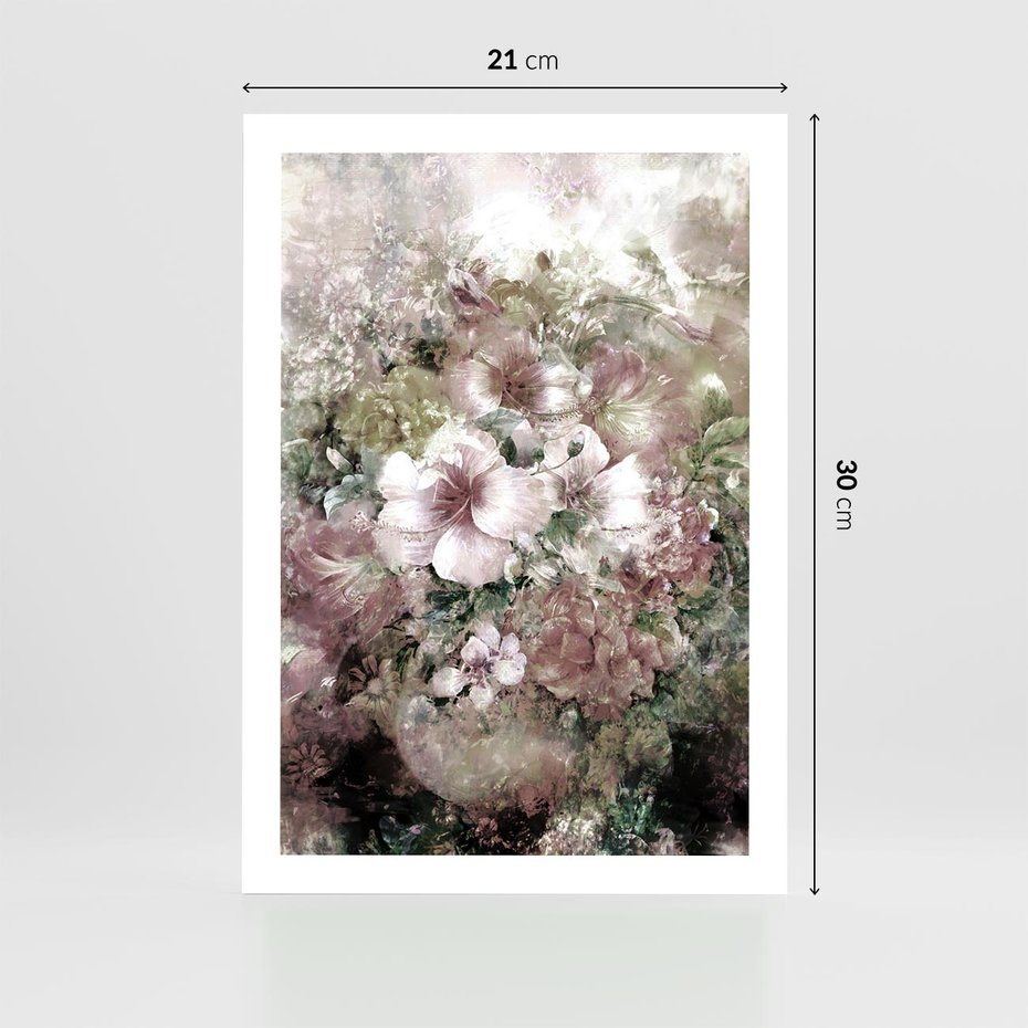 Plakat bez ramy 21x30 - Piękno natury na płótnie - kwiaty, olejne