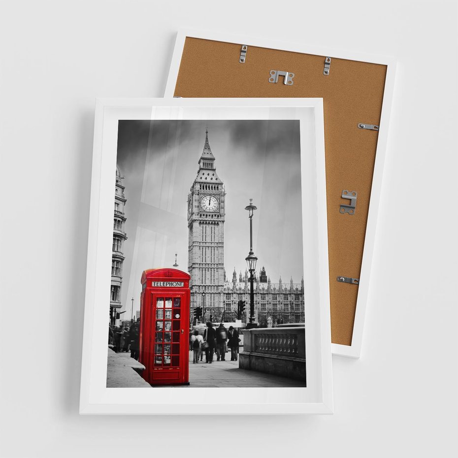 Plakat w ramie 50x70 - Ikoniczny Big Ben w Londynie - Big Ben, Londyn - rama biała