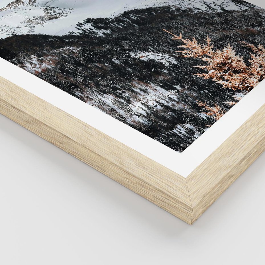 Plakat w ramie 50x70 - Górski Raj - góry, śnieg - rama drewno