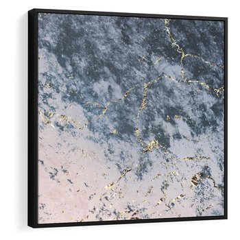 Obraz w ramie 50x50 - Elegancja i Wyrafinowanie - marmur, złoto - rama czarna