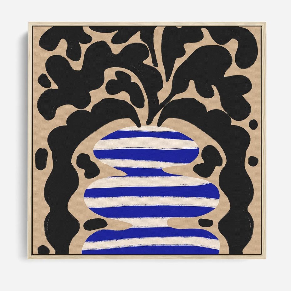 Obraz w ramie 80x80 - Boho Wizje - abstrakcyjny plakat, ciekawe formy - rama drewno