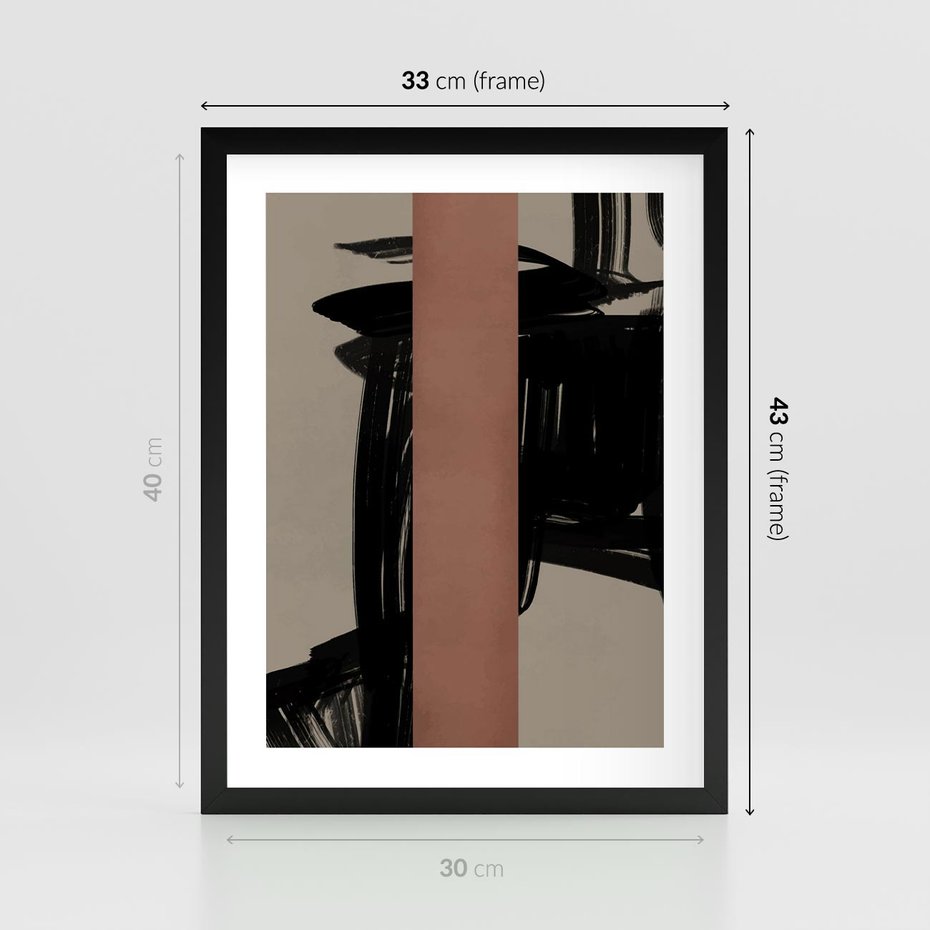 Plakat w ramie 30x40 - Niezwykłe Przeobrażenia - abstrakcja, czarne splatane linie - rama czarna